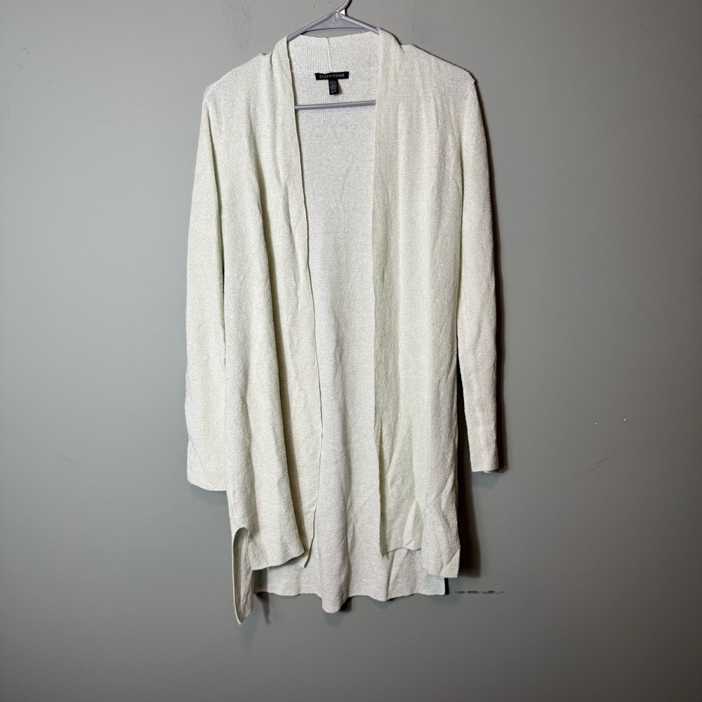 Eileen Fisher Women’s Organic Linen Crepe Cardigan Pale Green Size XS